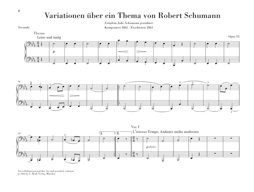 ブラームス:シューマン変奏曲 Op.23(4楽章)