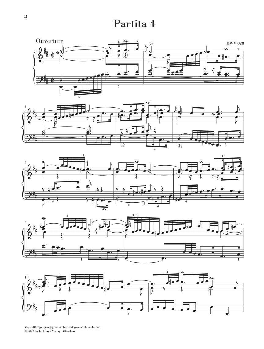 バッハ:パルティータ 第4番 ニ長調 BWV 828