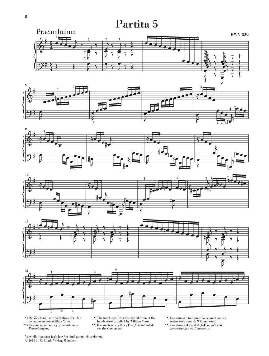 バッハ:パルティータ 第5番 ハ長調 BWV 829