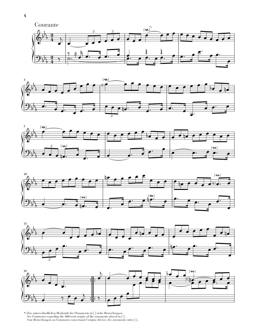 バッハ:フランス組曲 第4番 変ホ長調 BWV 815(運指なし)