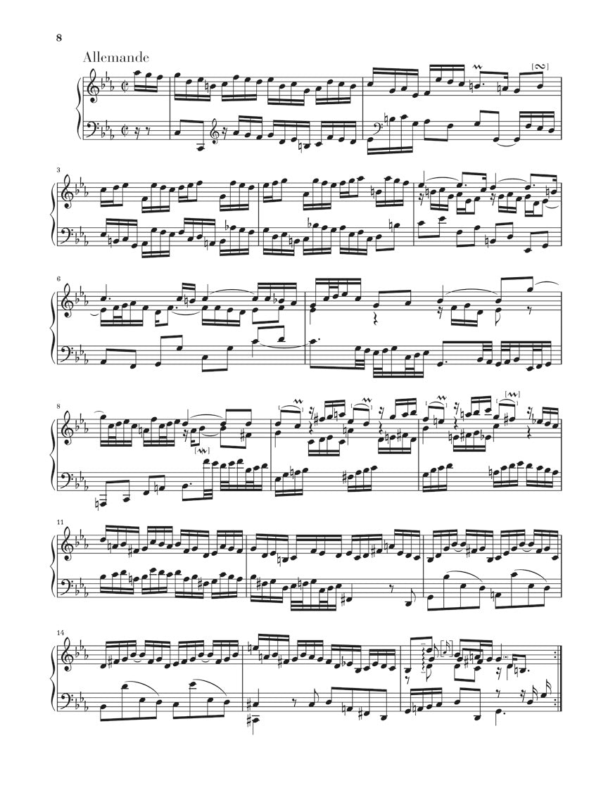バッハ:パルティータ 第2番 ハ短調 BWV 826(運指なし)