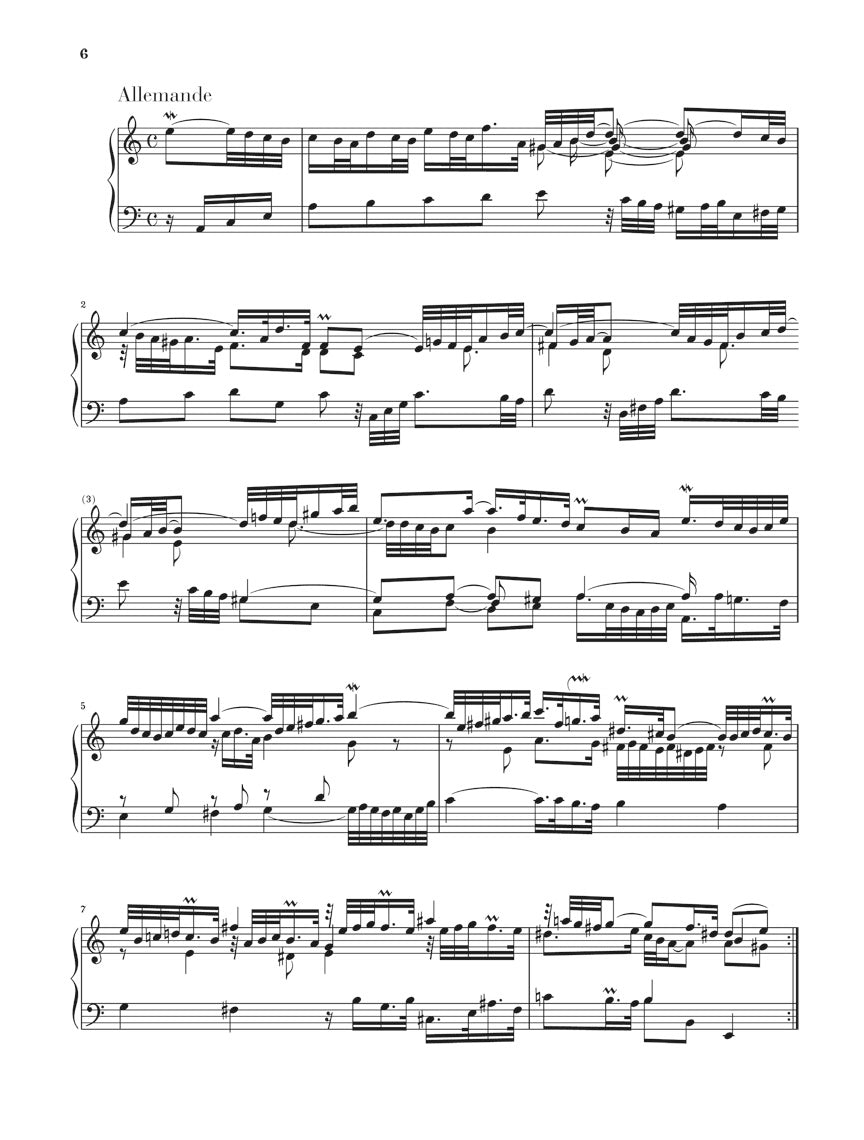 バッハ:パルティータ 第3番 イ短調 BWV 827(運指なし)