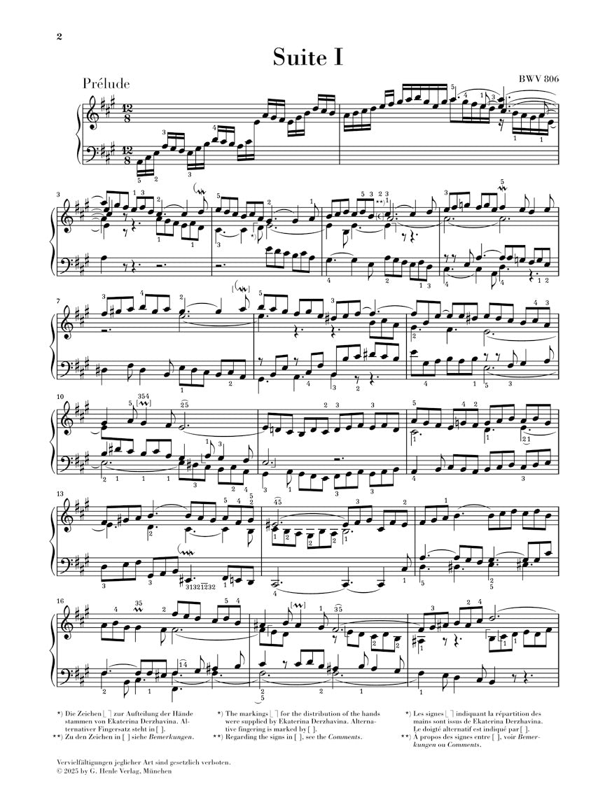 バッハ:《イギリス組曲 第1番 イ長調 BWV 806》