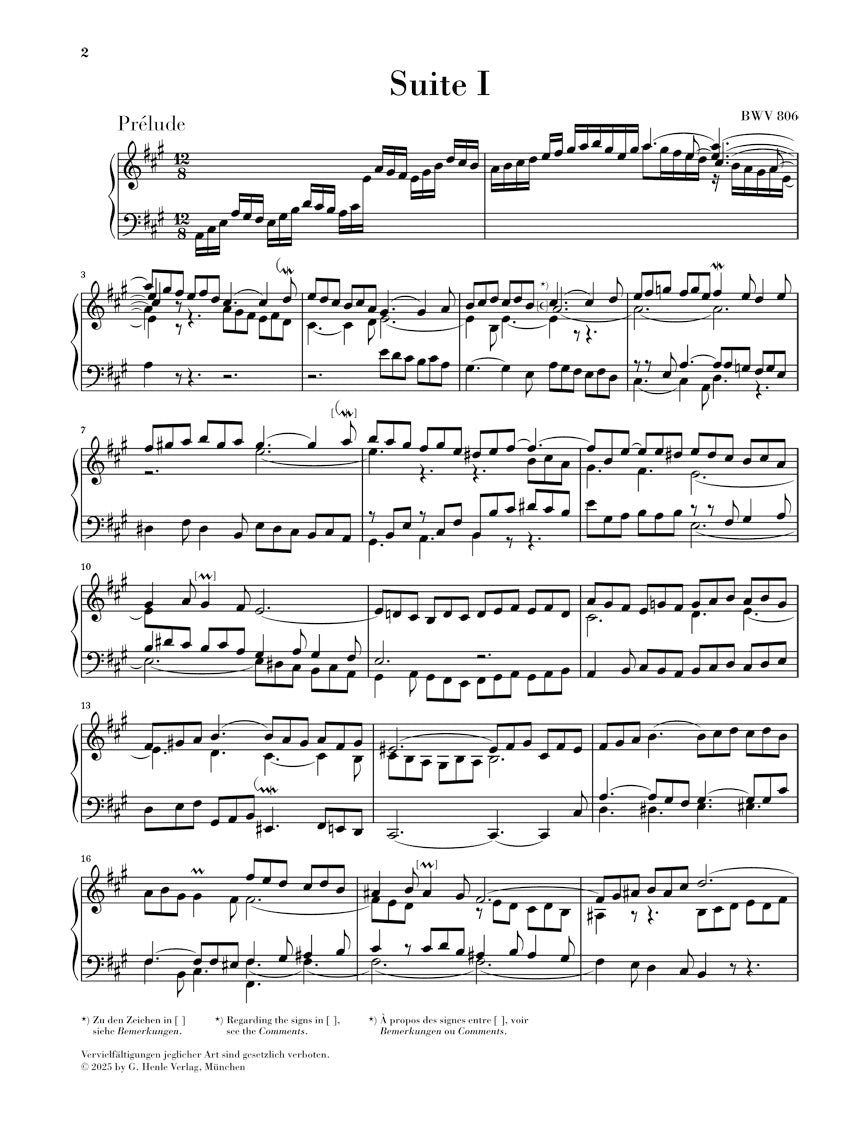 バッハ:《イギリス組曲 第1番 イ長調 BWV 806》