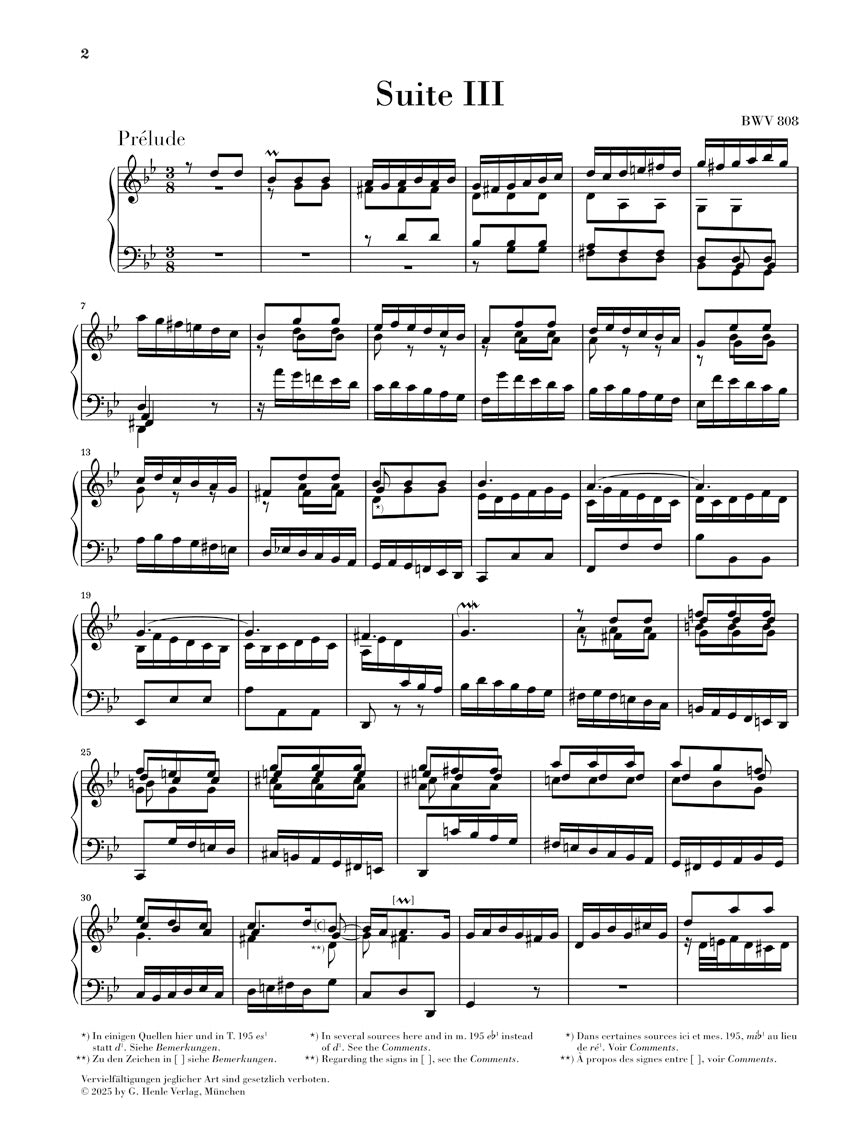 バッハ:《イギリス組曲 第3番 ト短調 BWV 808》
