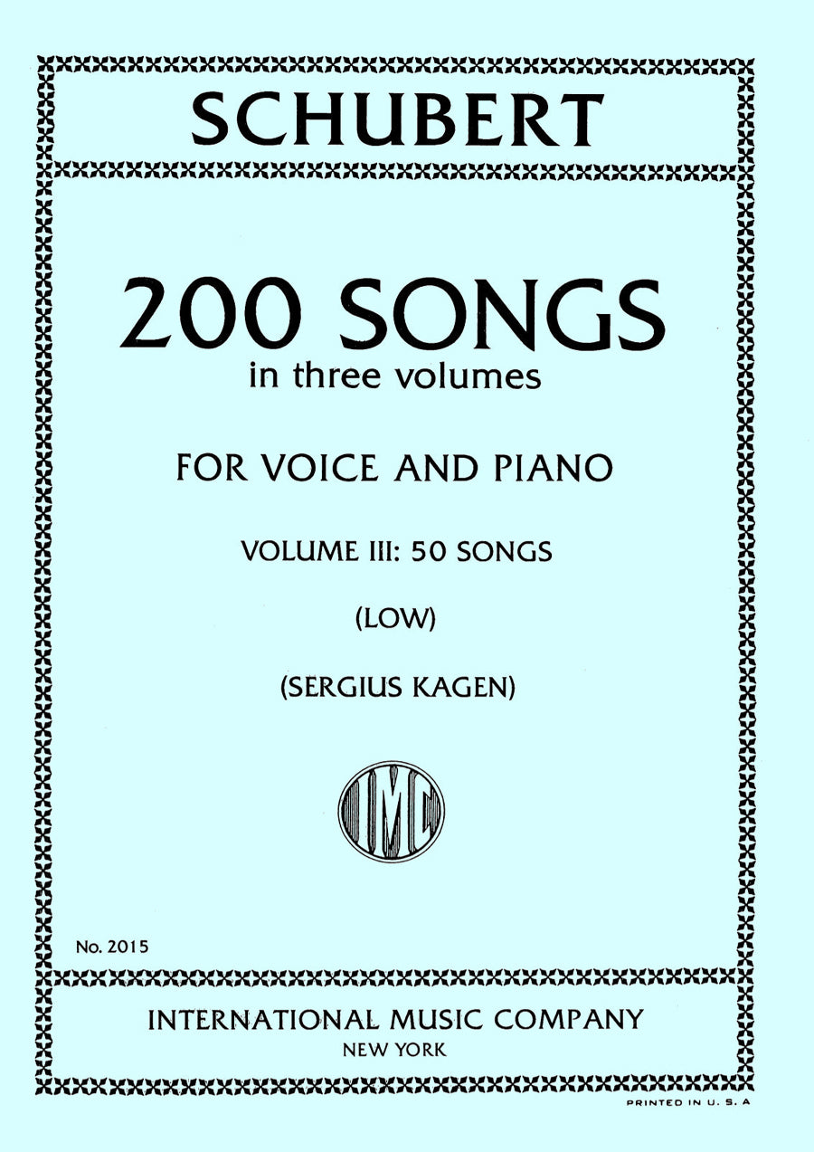 シューベルト:200 歌曲集 第III巻: 50 歌曲集(低声とピアノ)