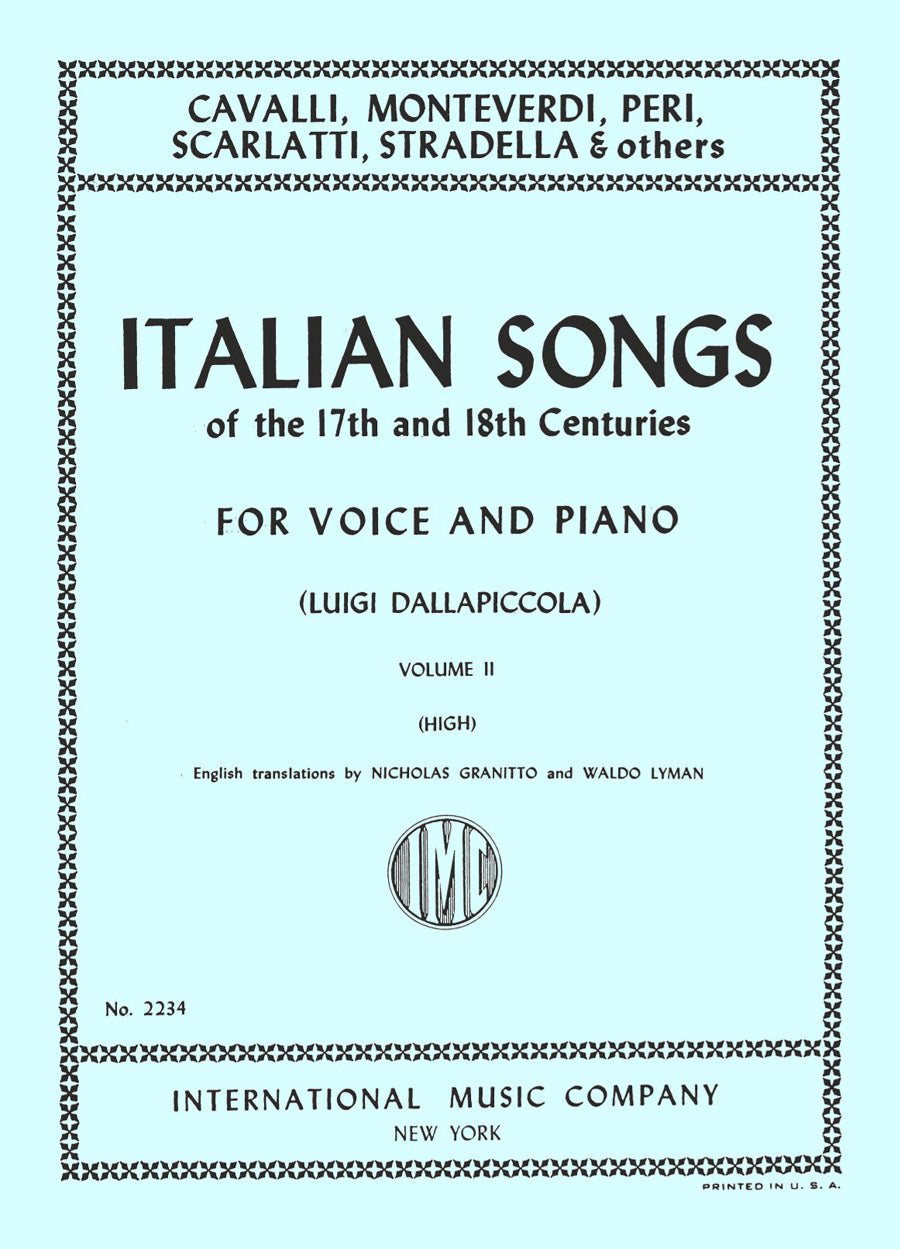 複数作曲家:イタリア 歌曲集 の 17・18世紀 - 30 歌曲集 (伊語・英語): 第II巻(高声とピアノ)
