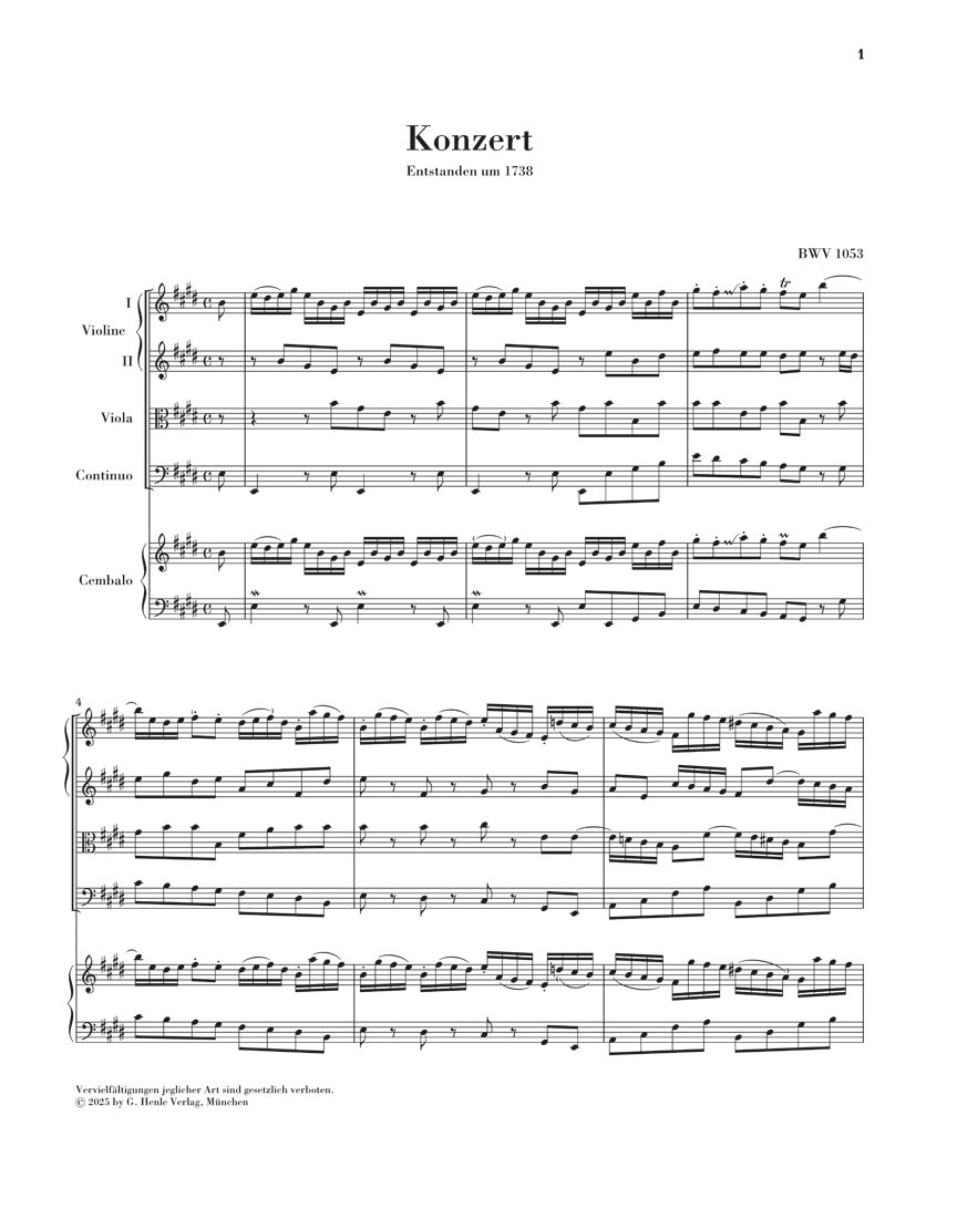 バッハ:チェンバロ協奏曲 第2番 ホ長調 BWV1053