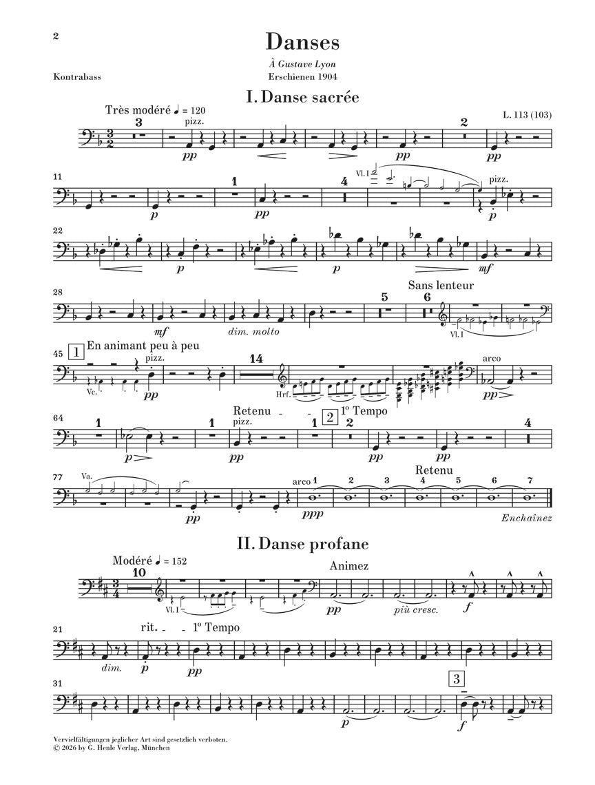 アンサンブル六重奏以上〜/ドビュッシー:ハープと弦楽のための2つの舞曲(弦楽パート譜セット)