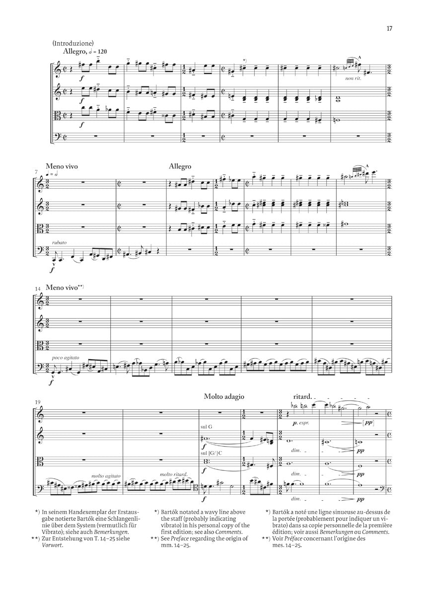 バルトーク:弦楽四重奏曲 第1番 op. 7