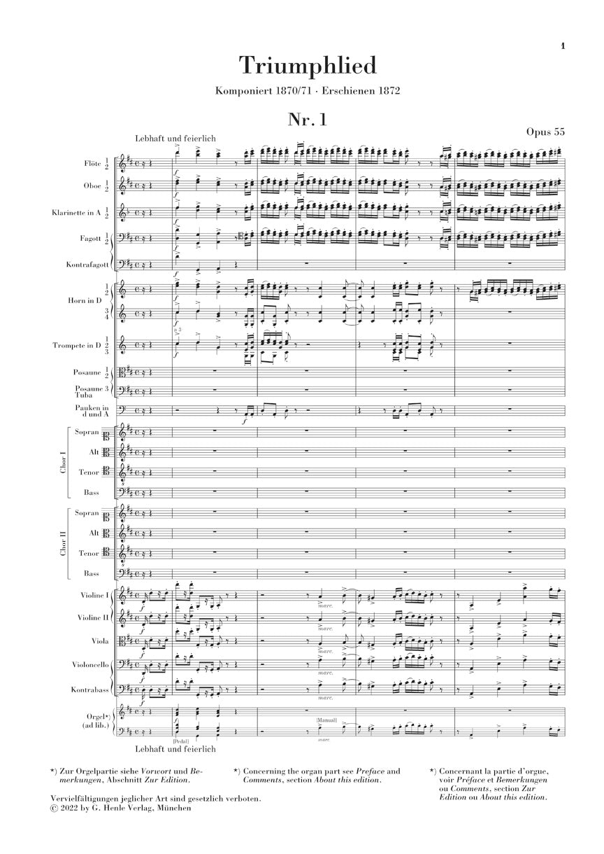 ブラームス:勝利の歌 op. 55