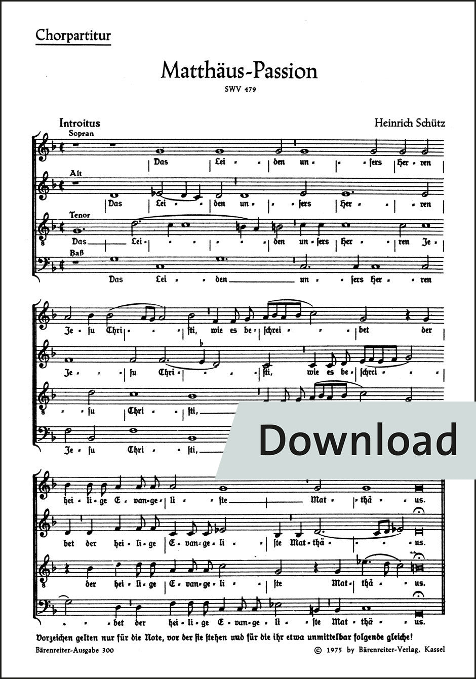 合唱/シュッツ:マタイ受難曲 SWV 479(10冊セット)【デジタル版】