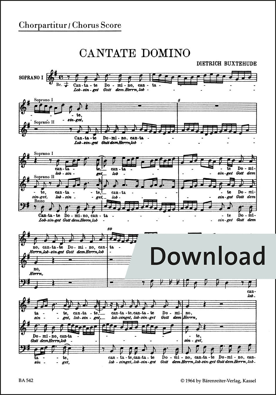 合唱/ブクステフーデ:カンターテ・ドミノ - 主なる神を讃えよ BuxWV 12(10冊セット)【デジタル版】