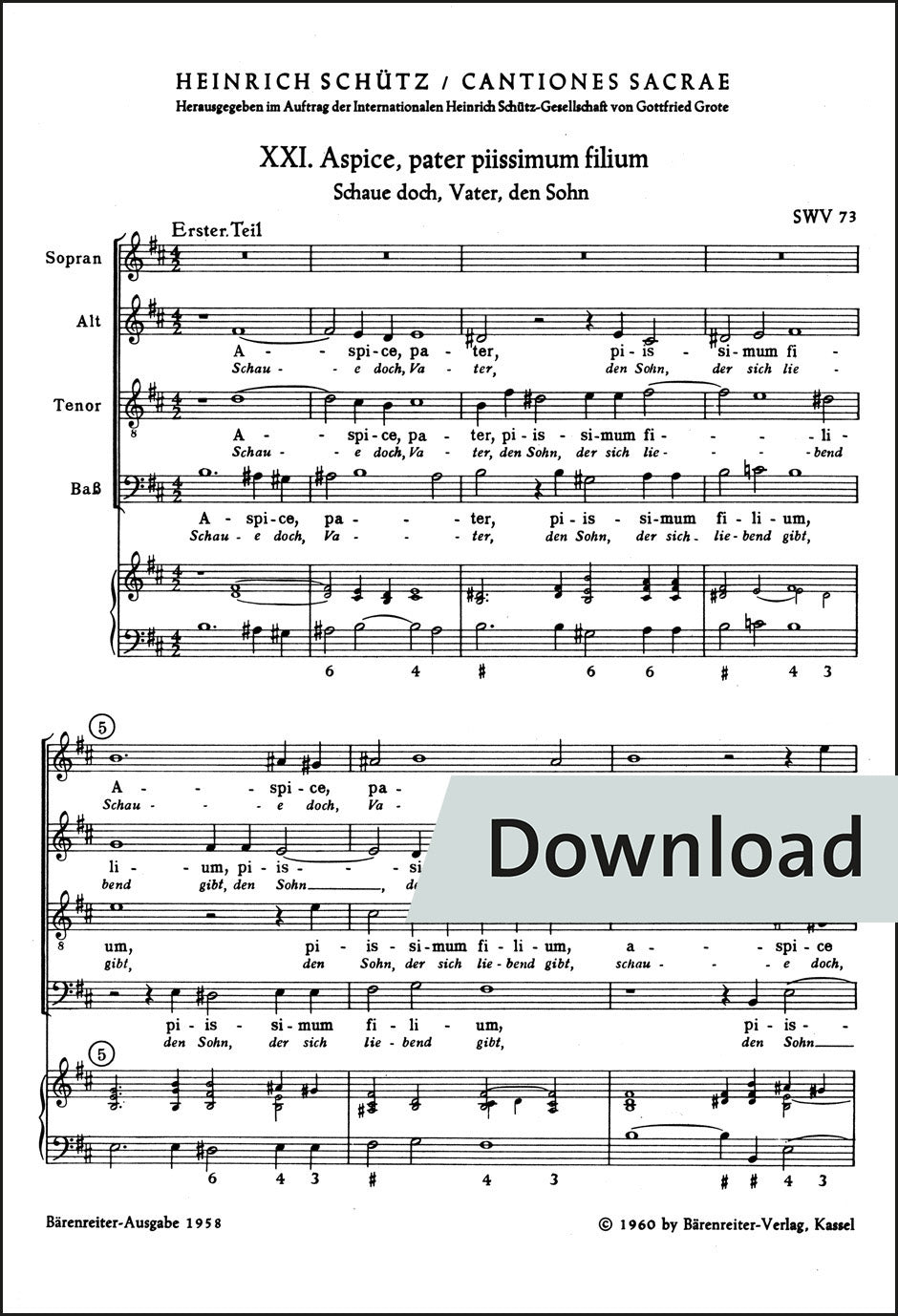 シュッツ:3つのモテット 第21・22・23番 SWV73-75【デジタル版】