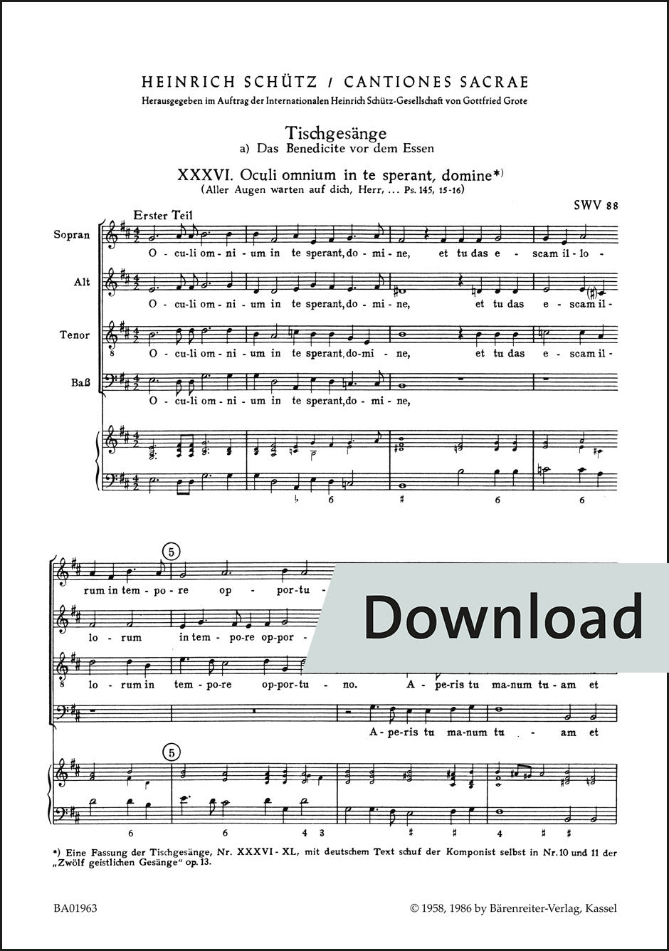 合唱/シュッツ:食卓の歌 SWV 88-93(10冊セット)【デジタル版】
