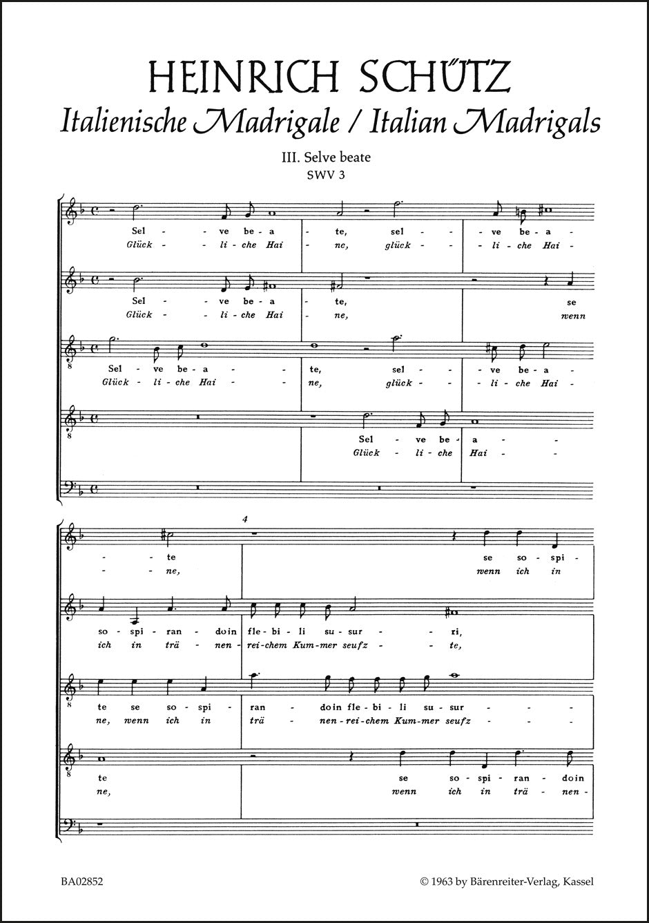 合唱/シュッツ:幸いなる森よ(もし溜息つきつつ)SWV 3(10冊セット)