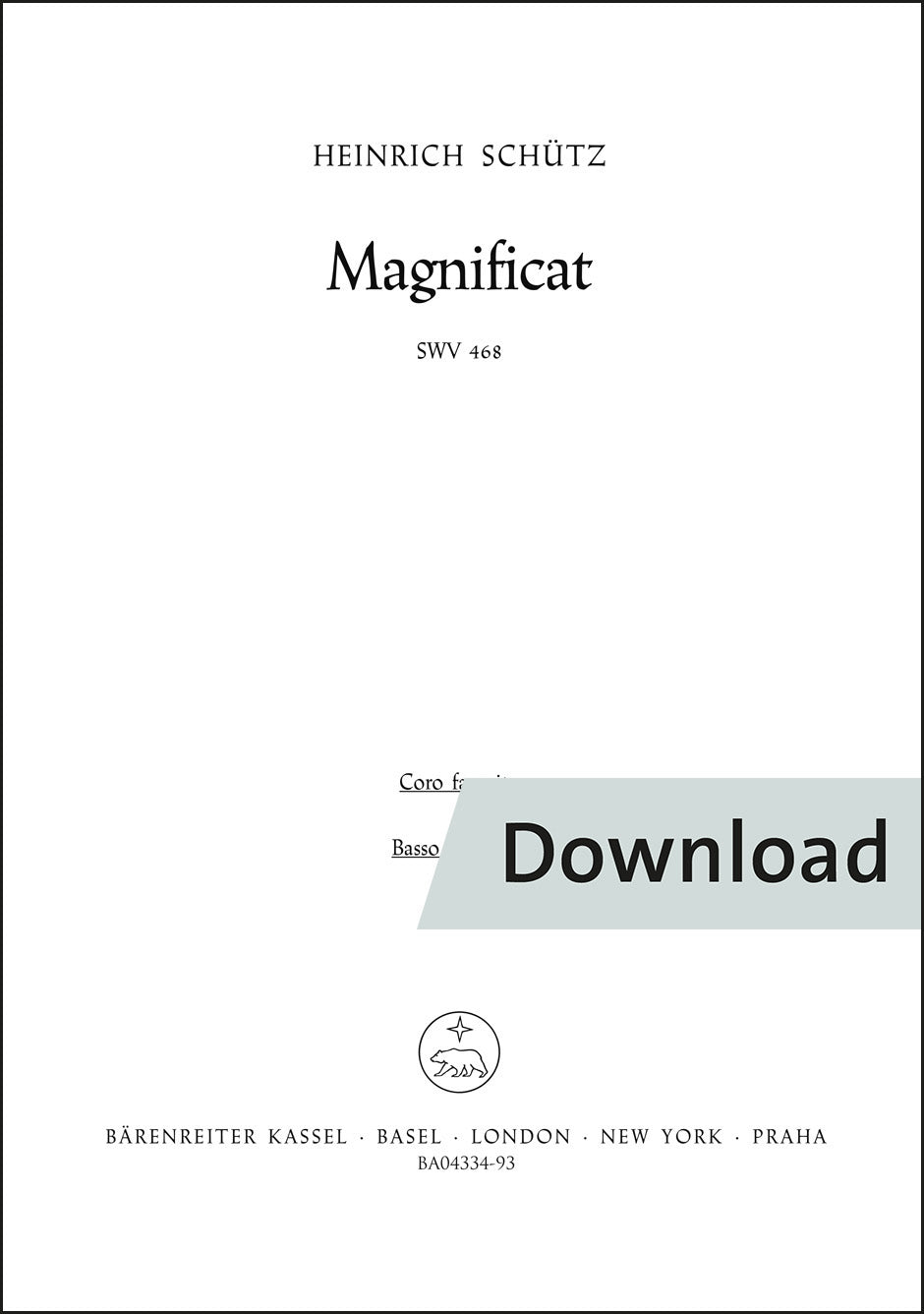 合唱/シュッツ:マニフィカト SWV 468(10冊セット)【デジタル版】
