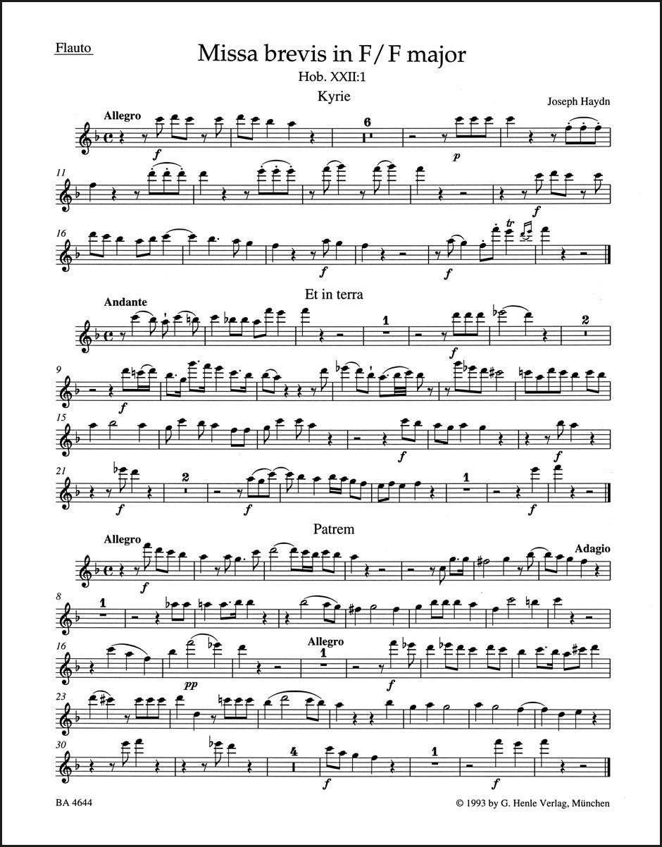 ハイドン：ミサ・ブレヴィス ヘ長調 Hob. XXII:1 – BREMEN MUSIC SHOP