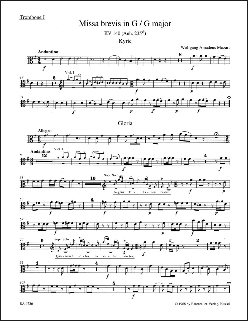 モーツァルト:ミサ・ブレヴィス ト長調 K. 140 (235d)