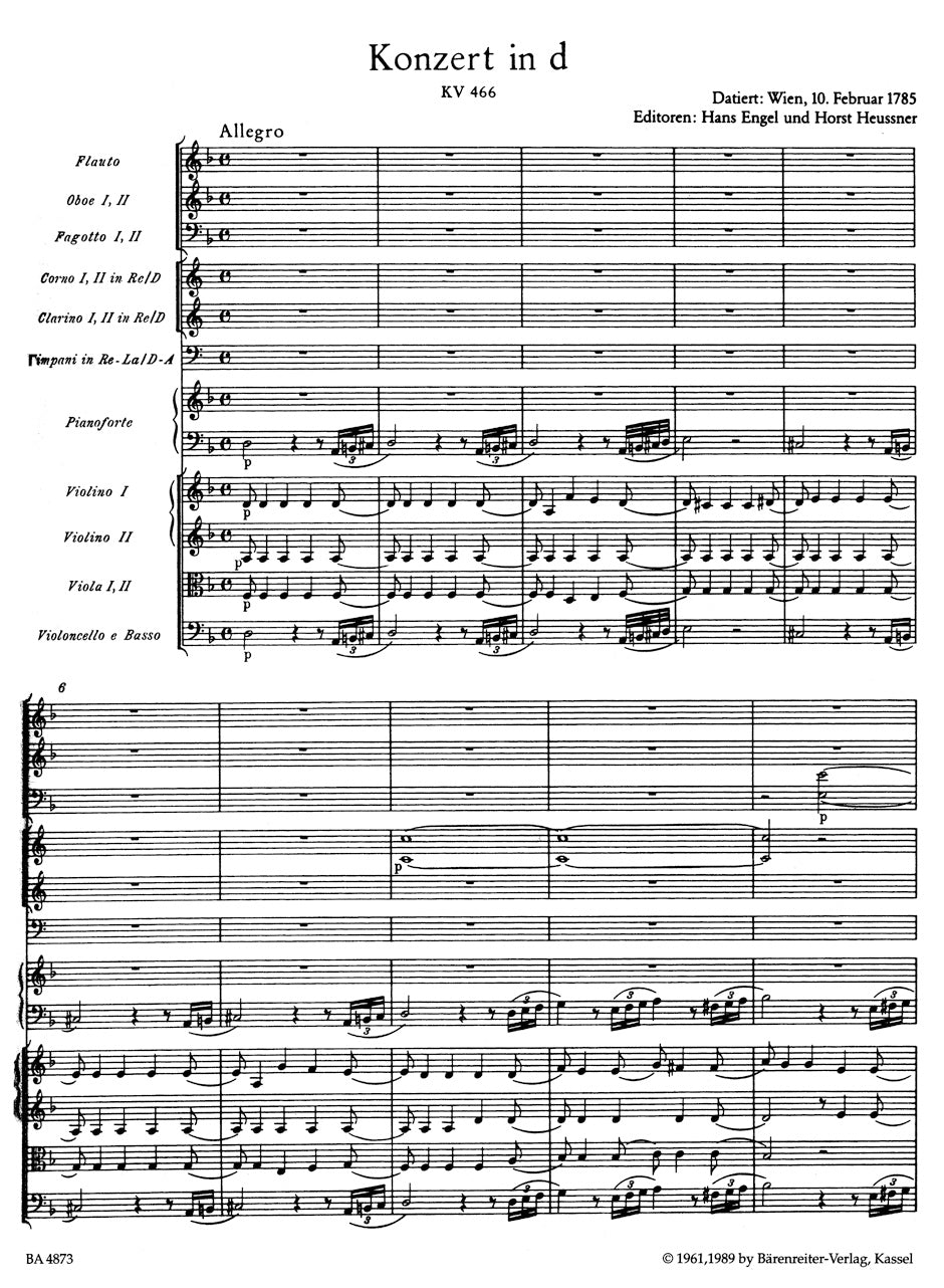 ピアノ/モーツァルト:ピアノ協奏曲第20番 ニ短調 K. 466