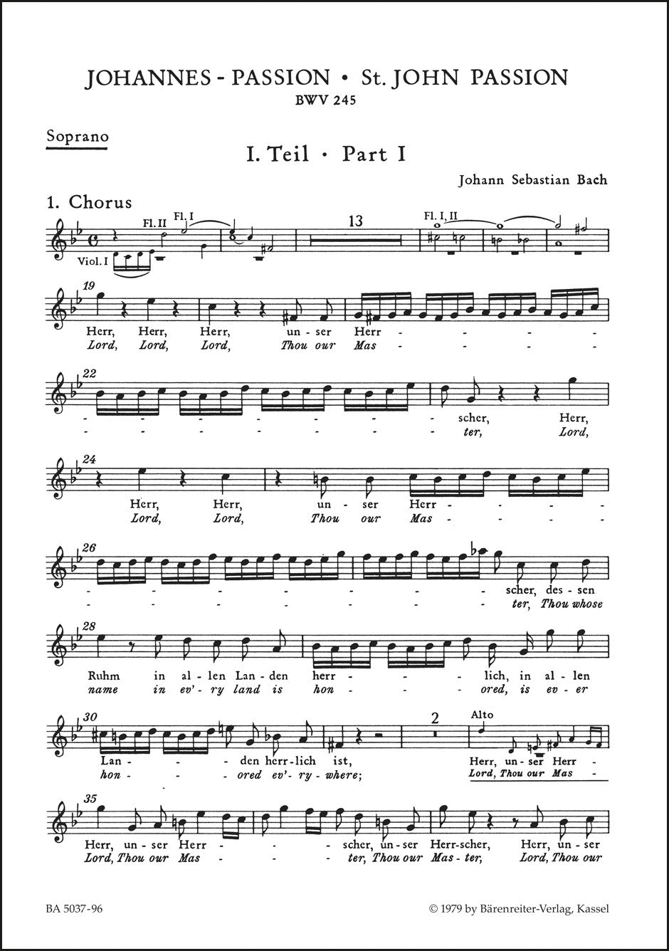 バッハ:ヨハネ受難曲 BWV 245(ソプラノパート譜)(ソプラノパート譜)(10冊セット)