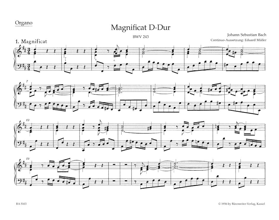 バッハ:マニフィカート ニ長調 BWV 243(バスパート譜)