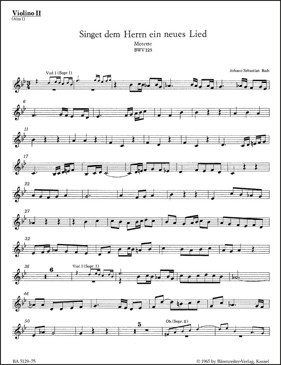 バッハ:主に向かいて新しき歌を歌え BWV 225(ヴァイオリンパート譜)