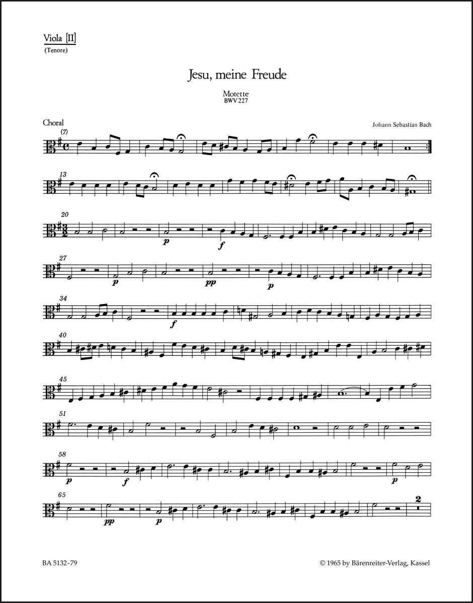 バッハ:イエス、わが喜び BWV 227(ヴィオラパート譜)