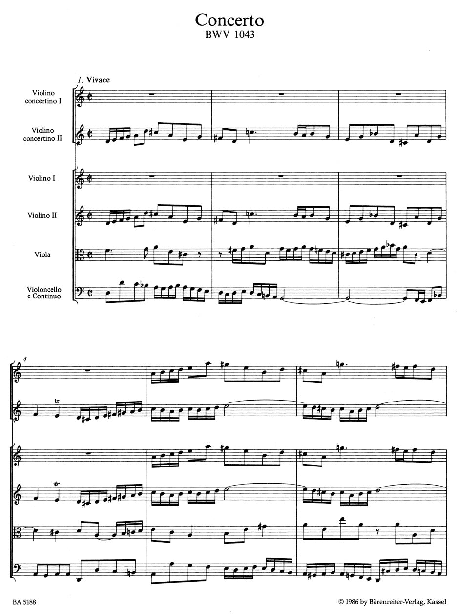 ヴァイオリン/バッハ:2つのヴァイオリンのための協奏曲 ニ短調 BWV 1043