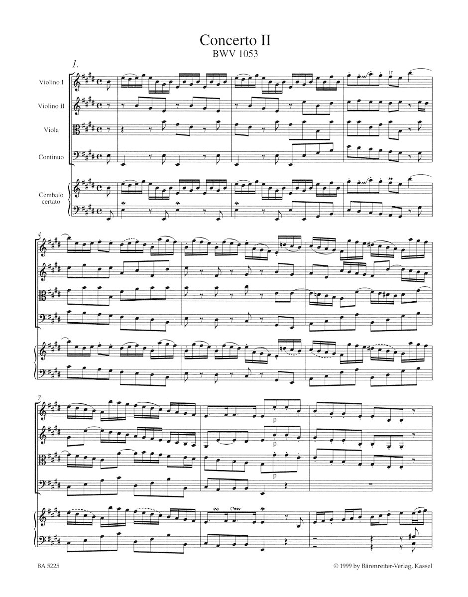 ピアノ/バッハ:チェンバロと弦楽のための協奏曲第2番ホ長調 BWV 1053