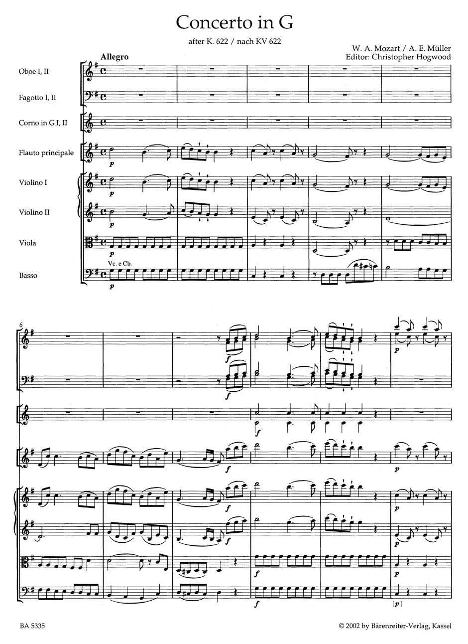 フルート/モーツァルト:フルートとオーケストラのための協奏曲 ト長調(1801年)