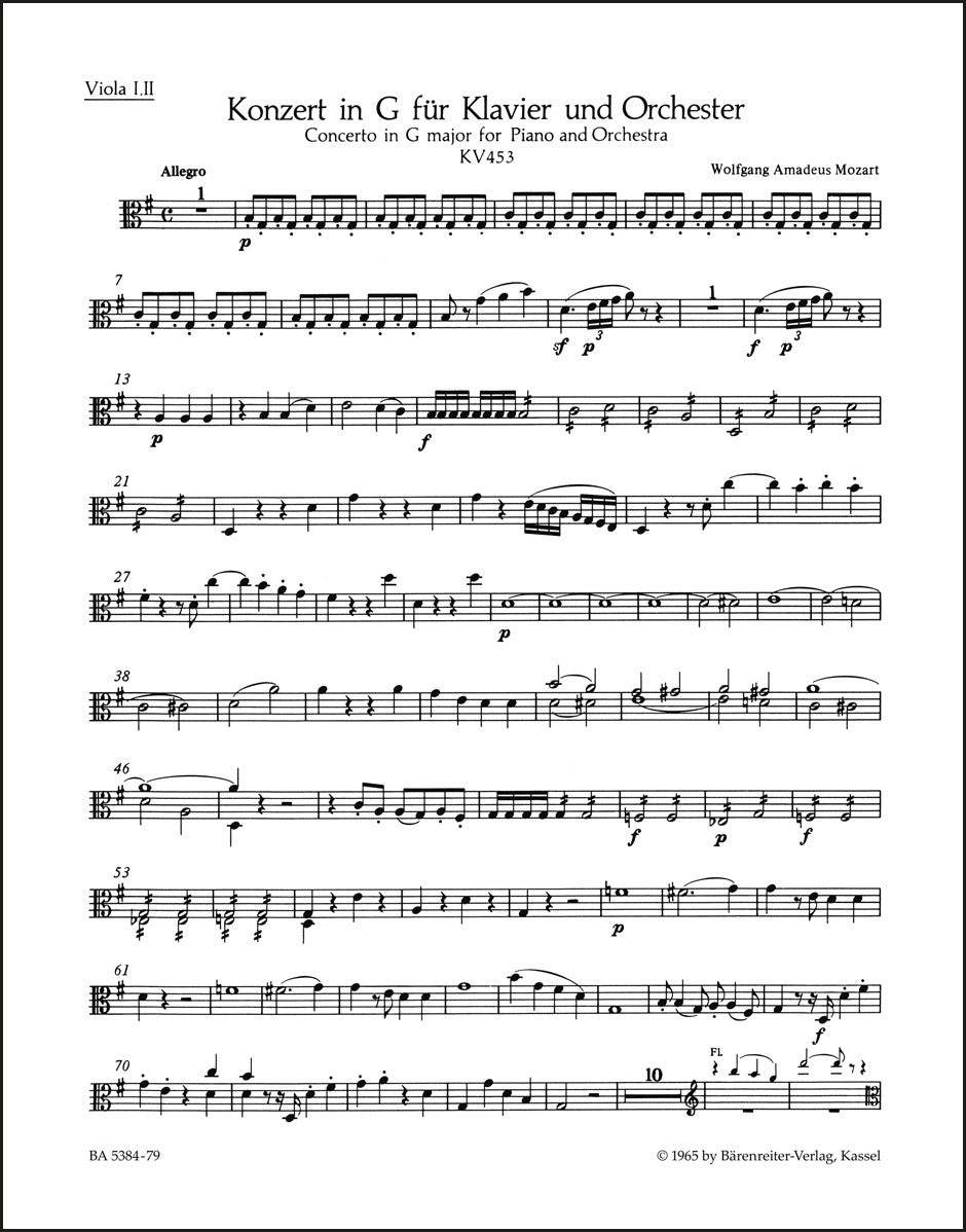 モーツァルト:ピアノ協奏曲第17番ト長調 K. 453(ヴィオラパート譜)(2冊セット)