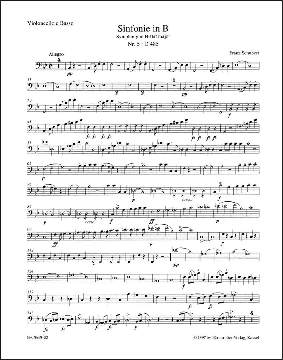シューベルト:交響曲第6番 ハ長調 D 589(チェロパート譜)(4冊セット)