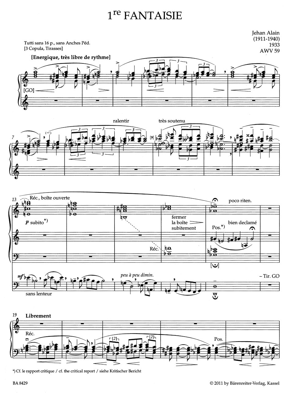 オルガン/アラン:遺作集 幻想曲、小さな舞曲と断章