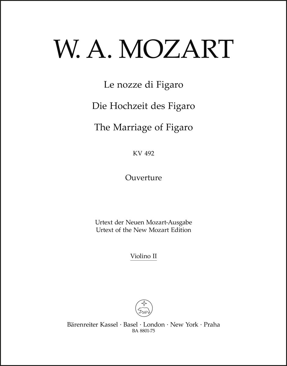 モーツァルト:歌劇「フィガロの結婚」K. 492 序曲(ヴァイオリンパート譜)(4冊セット)