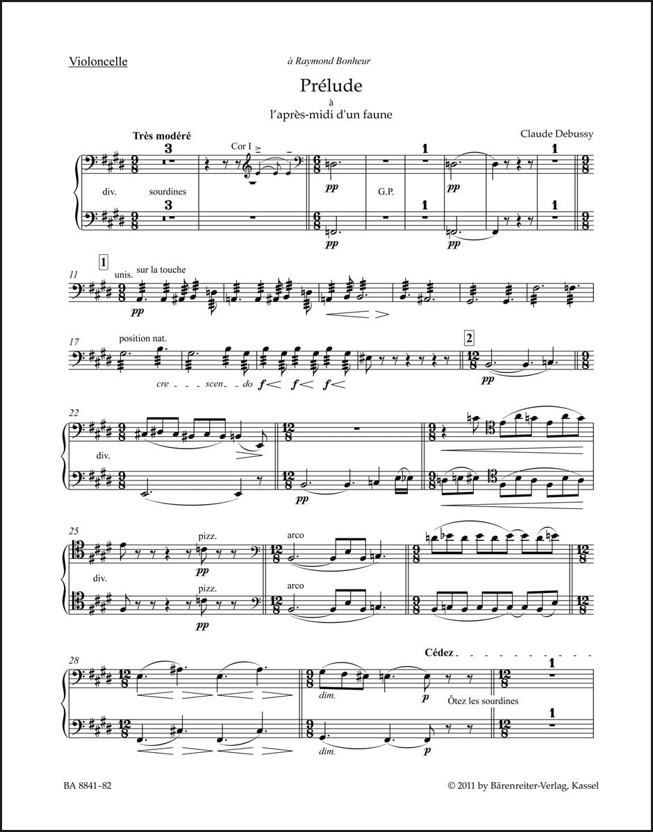 ドビュッシー:牧神の午後への前奏曲(チェロパート譜)(チェロパート譜)(2冊セット)