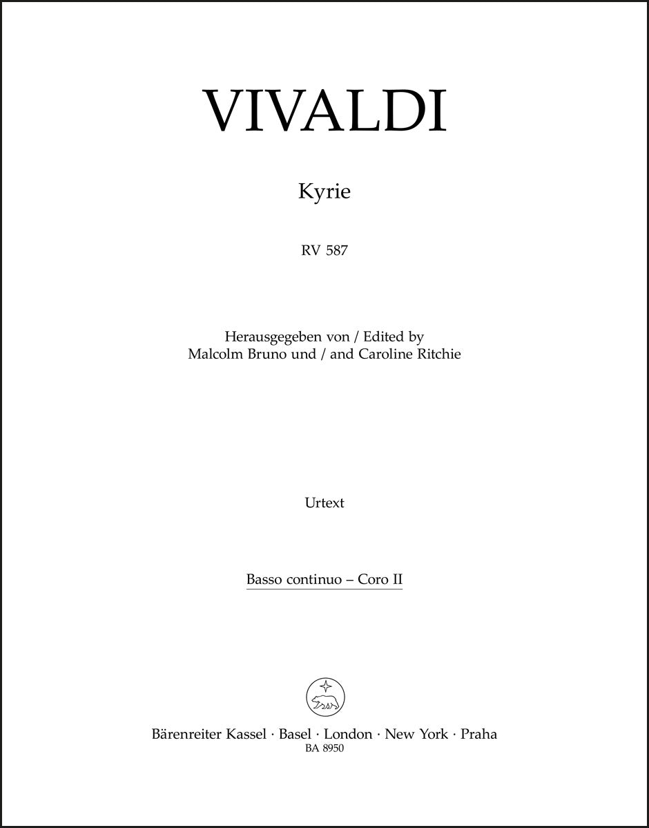 ヴィヴァルディ:キリエ RV 587(バスパート譜)