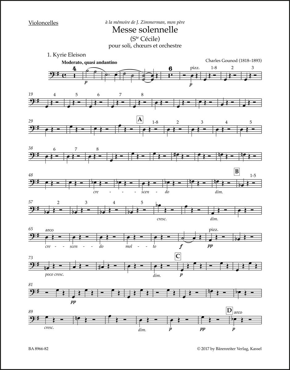 グノー:荘厳ミサ曲(聖セシリア)(チェロパート譜)(2冊セット)