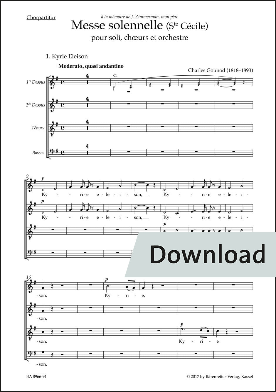合唱/グノー:荘厳ミサ曲(聖セシリア)(10冊セット)【デジタル版】