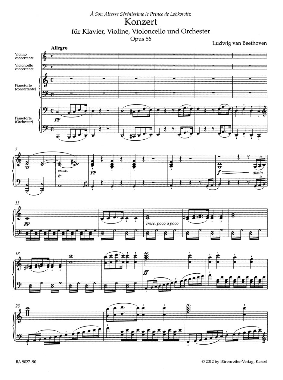 ベートーヴェン:ピアノ、ヴァイオリンとチェロのための三重協奏曲 ハ長調 op. 56