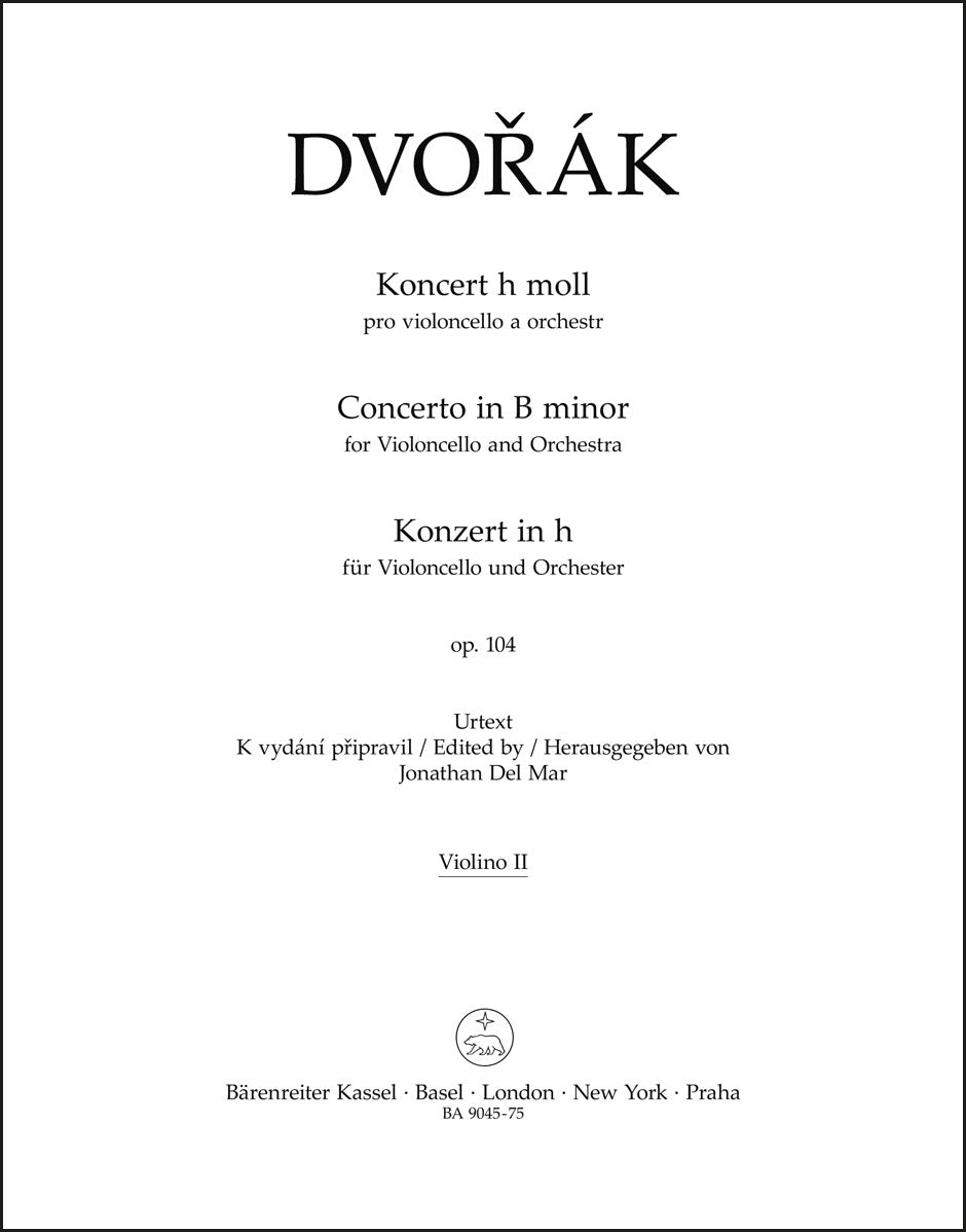 ドヴォルザーク:チェロと管弦楽のための協奏曲 ロ短調 op. 104(ヴァイオリンパート譜)(4冊セット)