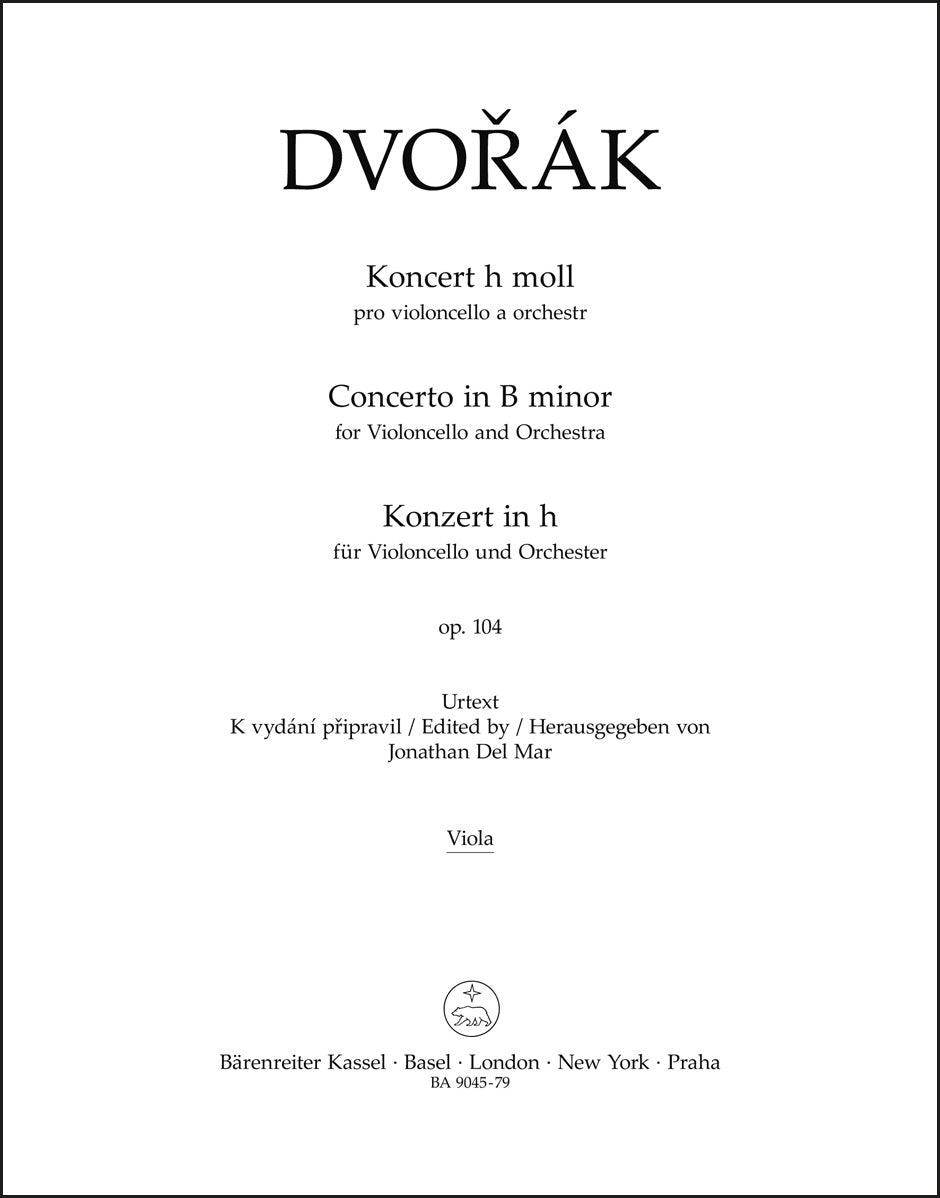 ドヴォルザーク:チェロと管弦楽のための協奏曲 ロ短調 作品104(ヴィオラ・パート譜)(ヴィオラパート譜)(3冊セット)