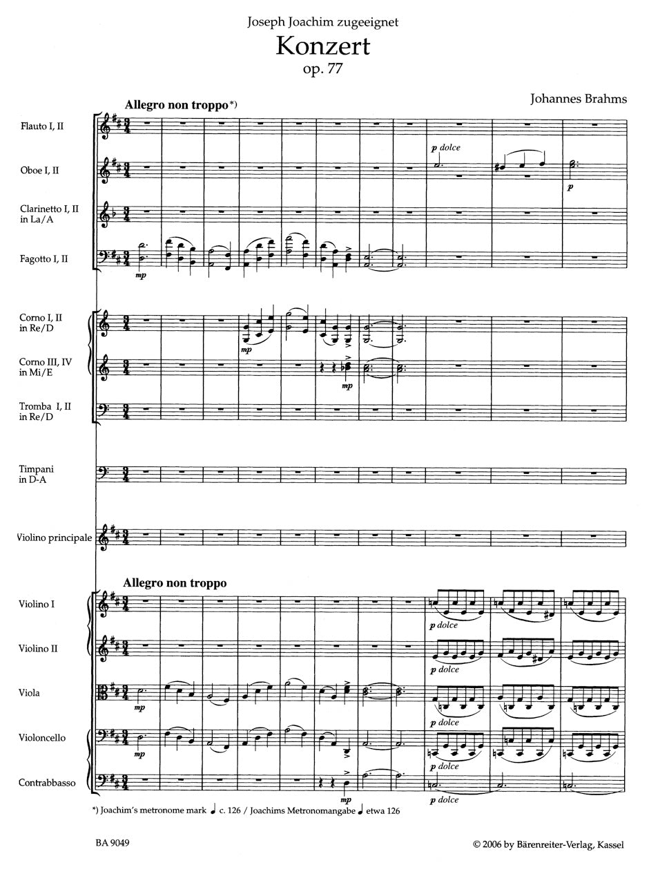 ヴァイオリン/ブラームス:ヴァイオリン協奏曲 ニ長調 作品77