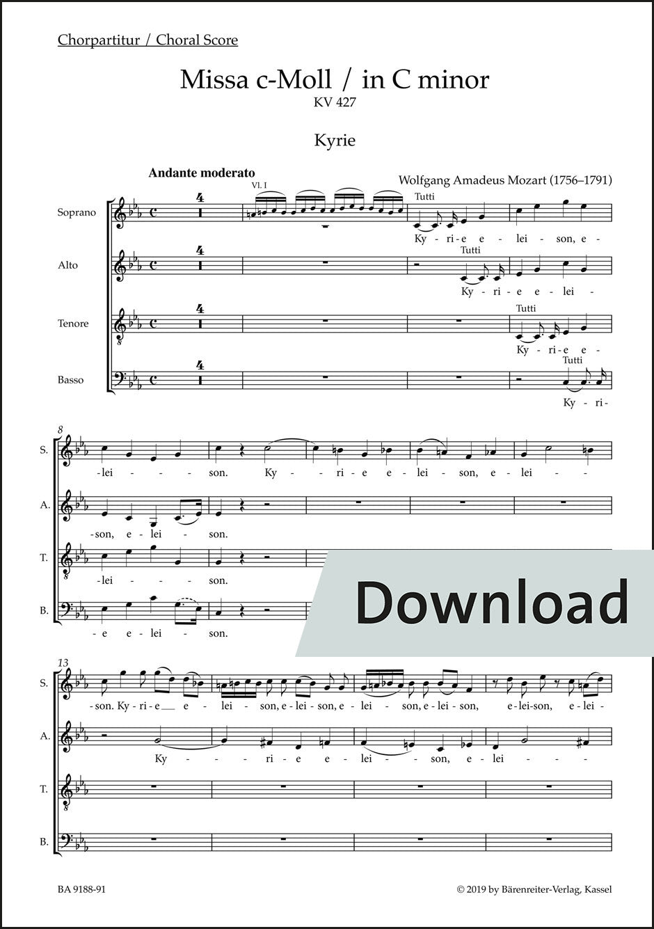 合唱/モーツァルト:ミサ曲 ハ短調 K. 427「大ミサ曲」(10冊セット)【デジタル版】