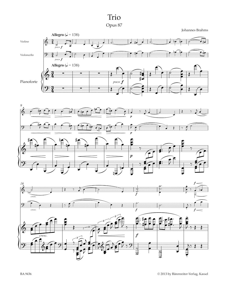 アンサンブル四重奏/ブラームス:ピアノ三重奏曲 op. 87