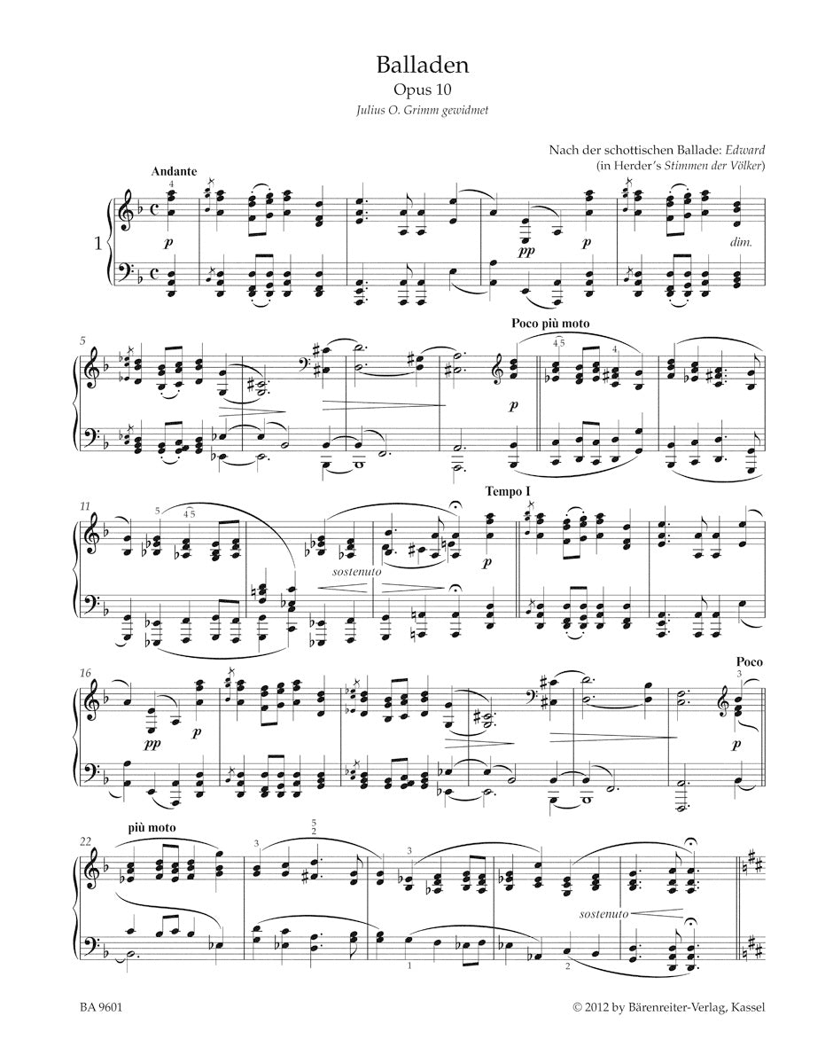 ピアノ/ブラームス:バラード op. 10