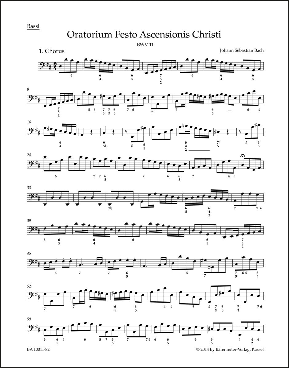バッハ:昇天祭オラトリオ BWV 11(バスパート譜)