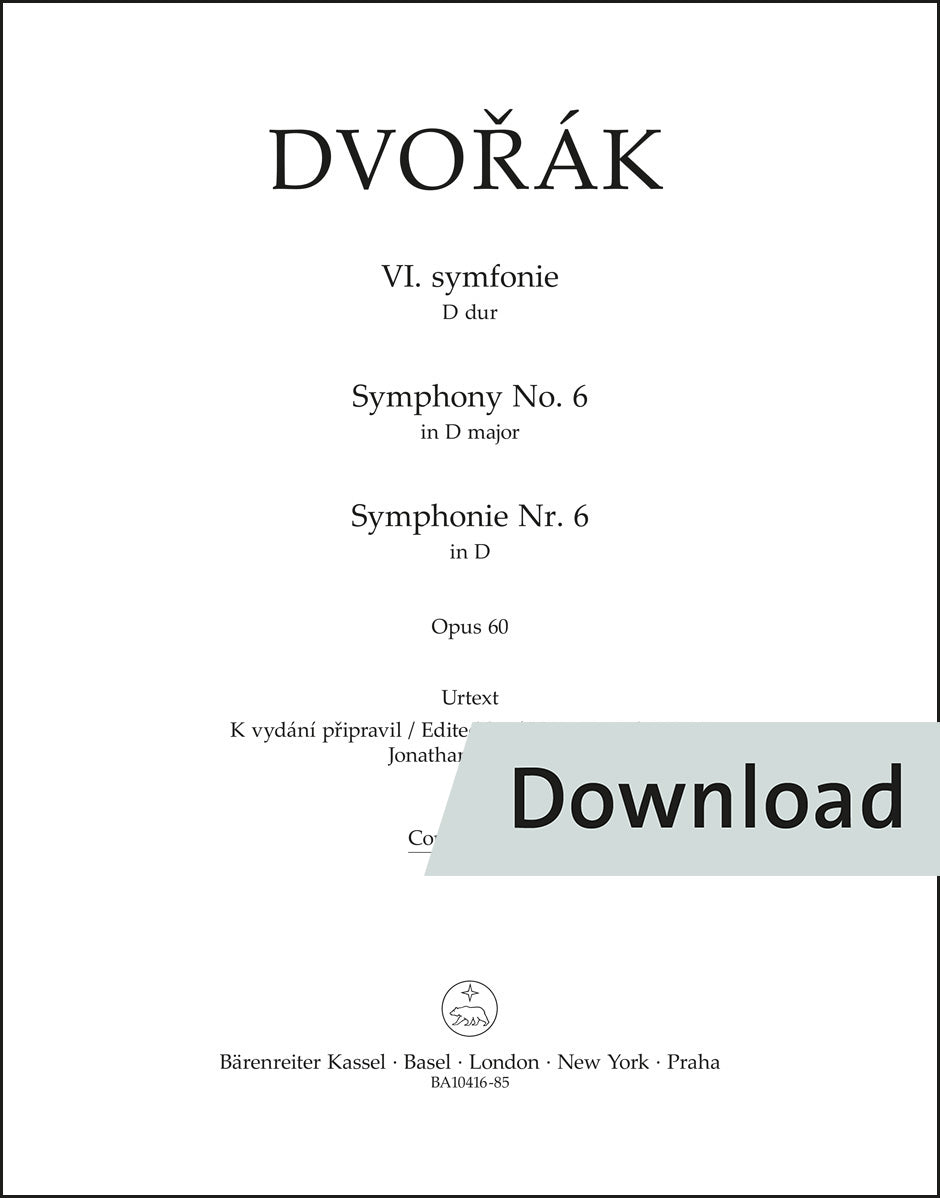 ドヴォルザーク:交響曲第6番 ニ長調 作品60(コントラバス・パート譜)(コントラバスパート譜)(2冊セット)【デジタル版】