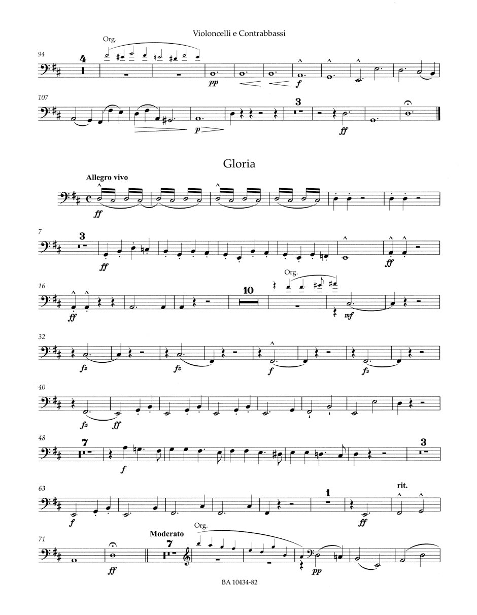 ドヴォルザーク:ミサ曲 ニ長調 作品86(チェロパート譜)