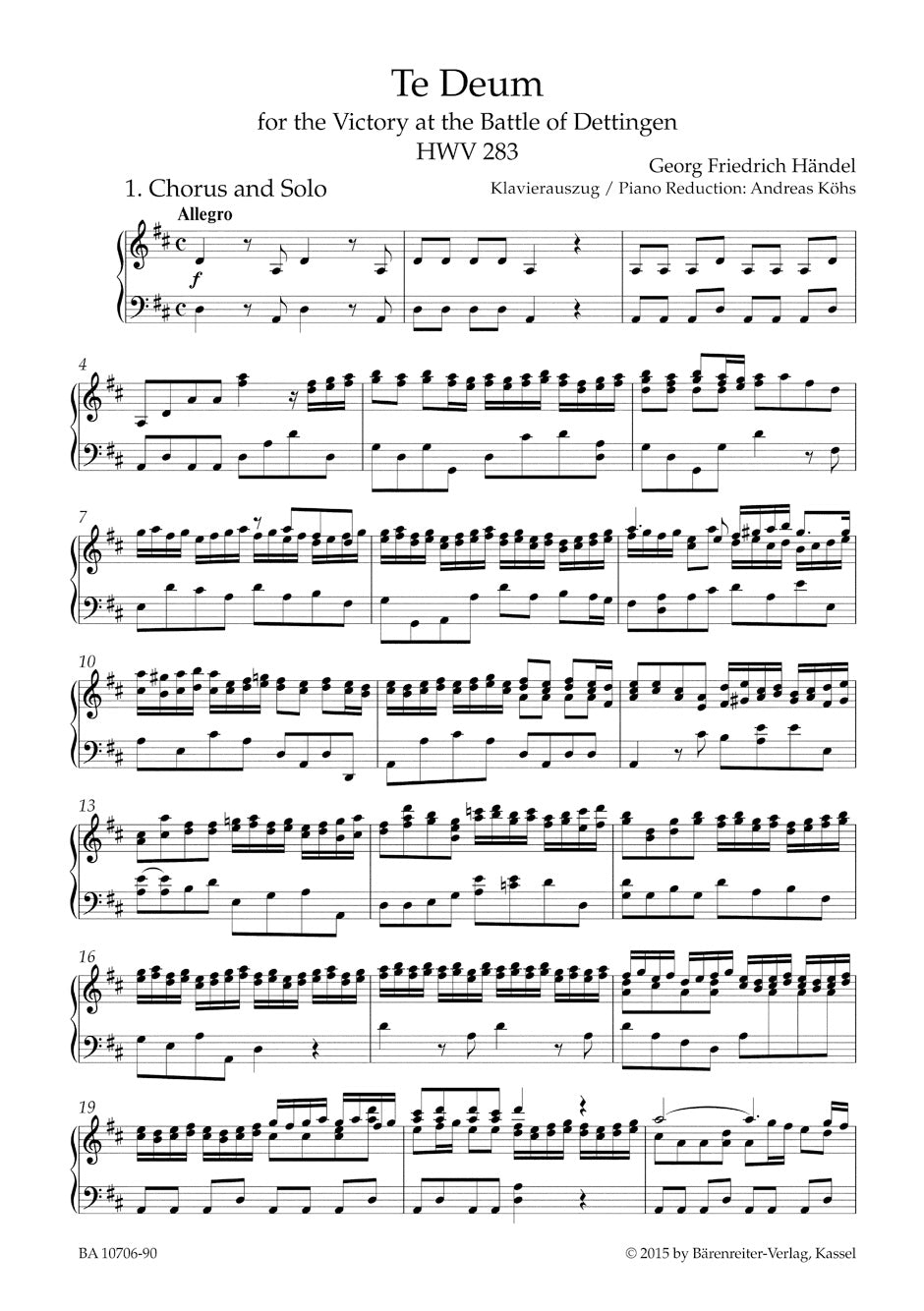 合唱/ヘンデル:デッティンゲンの戦いの勝利のためのテ・デウム HWV 283